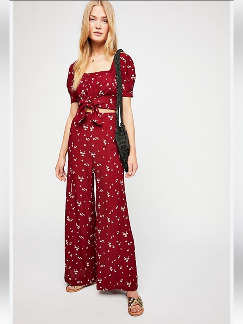 Boho Free People You & Me Festival Set in Burgundy Floral